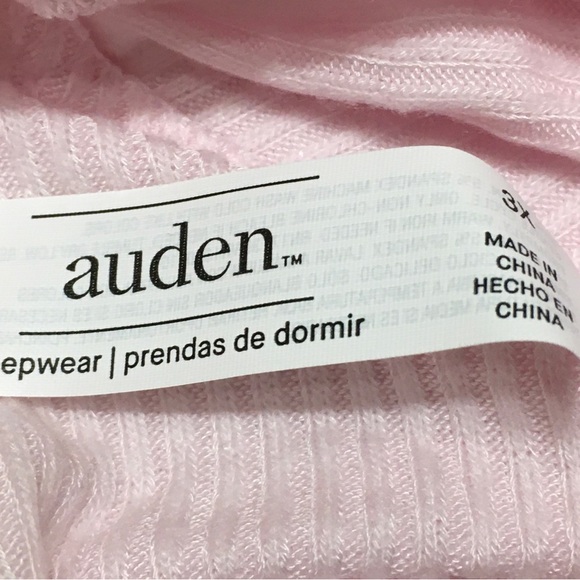 Auden Women's Plus Size 3X Cozy Pink Ribbed Pullover Crop Sleepwear Lounge Top - Picture 3 of 7